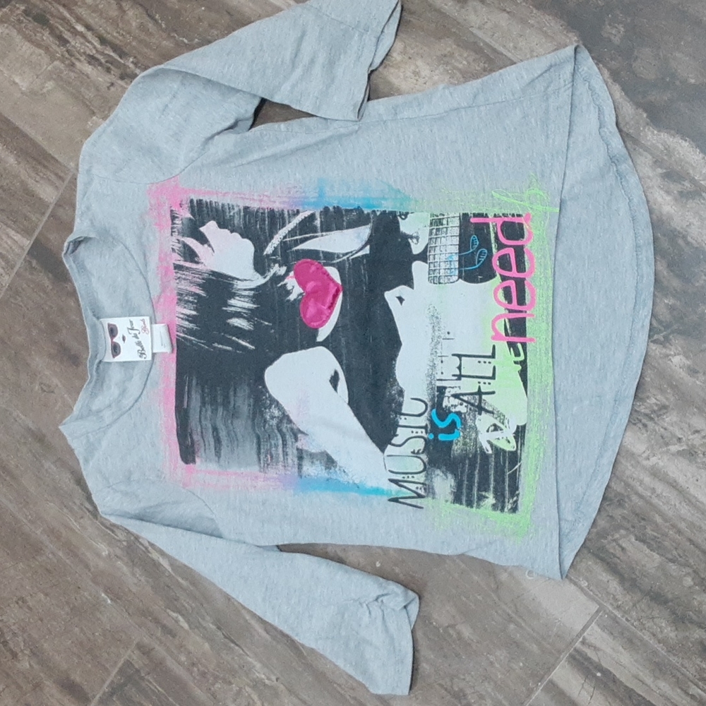 Belle du tour girls size medium three-quarter sleeve grey top